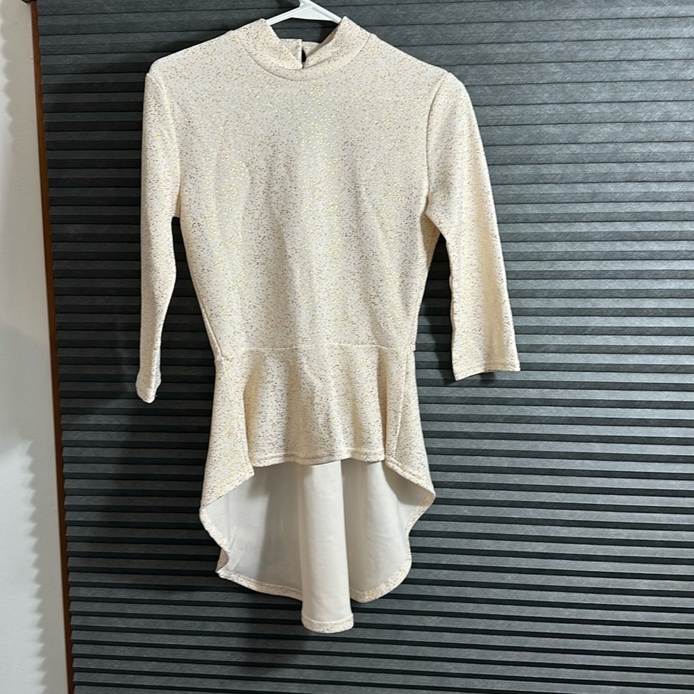 High neck, high low blouse